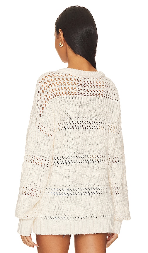view 3 of 4 Mara Henley Open Stitch Sweater in Ivory
