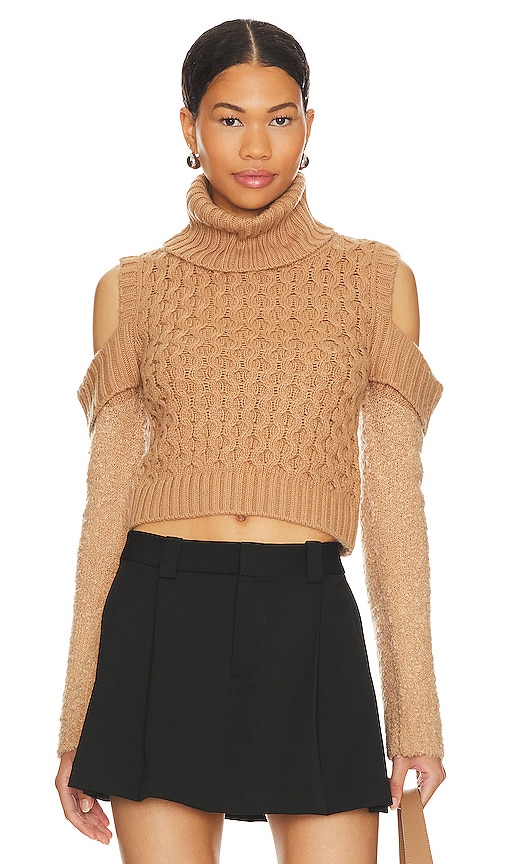 Lovers & Friends Analise Cold Shoulder Sweater In Tan