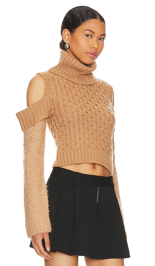 Shop Lovers & Friends Analise Cold Shoulder Sweater In Tan