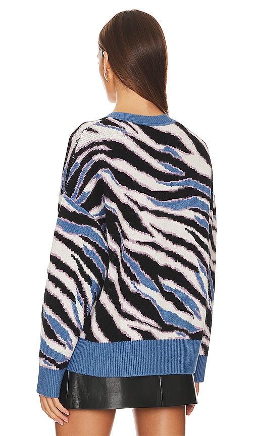 view 3 of 4 Abstract V Neck Sweater in Blue Multi Stripe