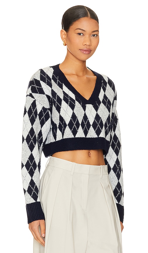 Shop Lovers & Friends Steph Argyle Sweater In Navy,grey
