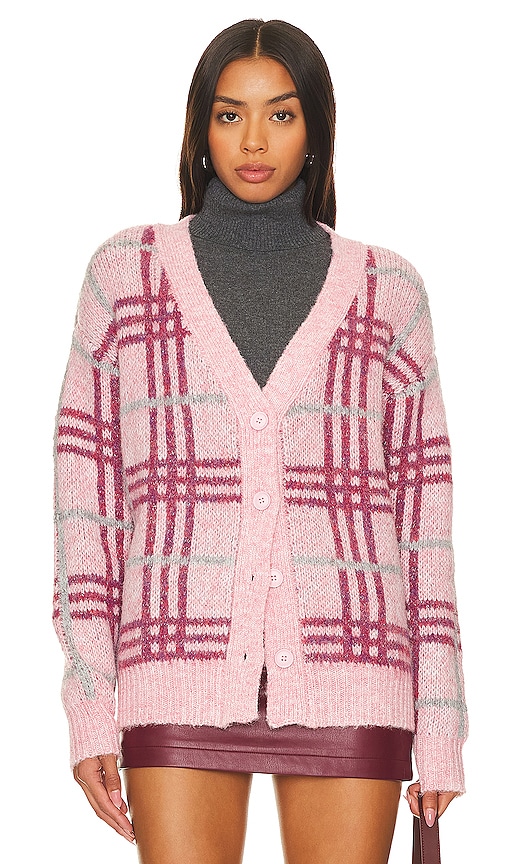 Lovers & Friends Damia Plaid Cardigan In Rose