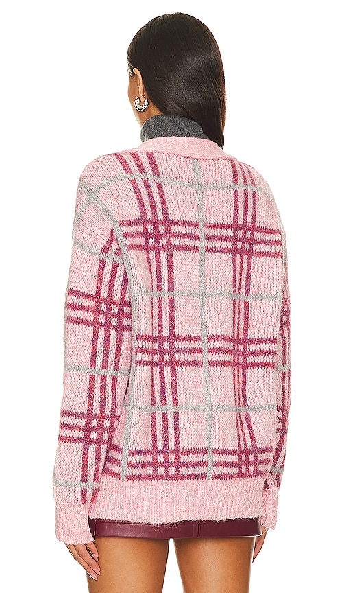 view 3 of 4 Damia Plaid Cardigan in Pink Plaid