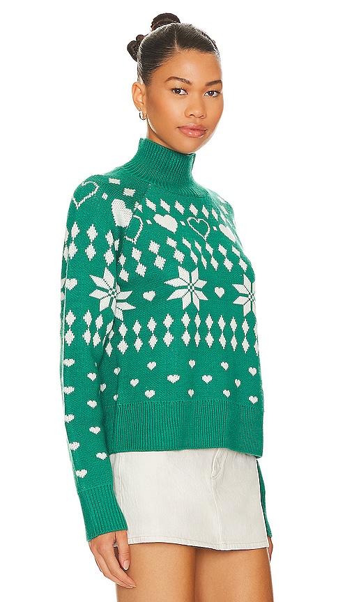view 2 of 4 Fair Isle Oversized Turtleneck Pullover in Forest Green
