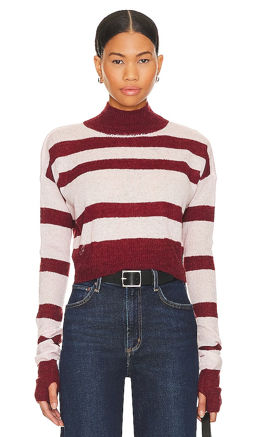 view 1 of 4 Tandice Striped Sweater in Blush & Burgundy