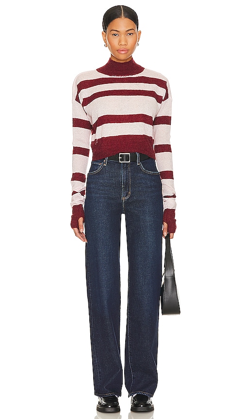 view 4 of 4 Tandice Striped Sweater in Blush & Burgundy