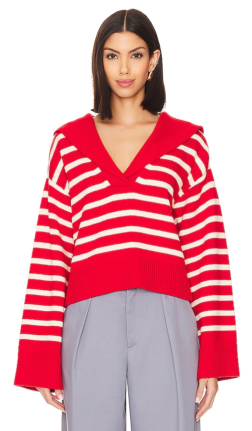view 1 of 4 x Anja Dujaković Niam Striped Sweater in Ivory & Red