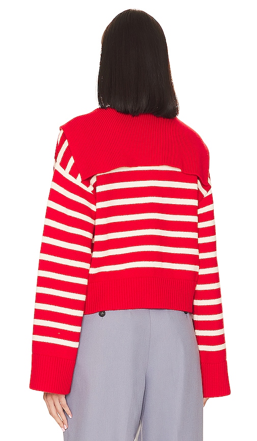 view 3 of 4 x Anja Dujaković Niam Striped Sweater in Ivory & Red