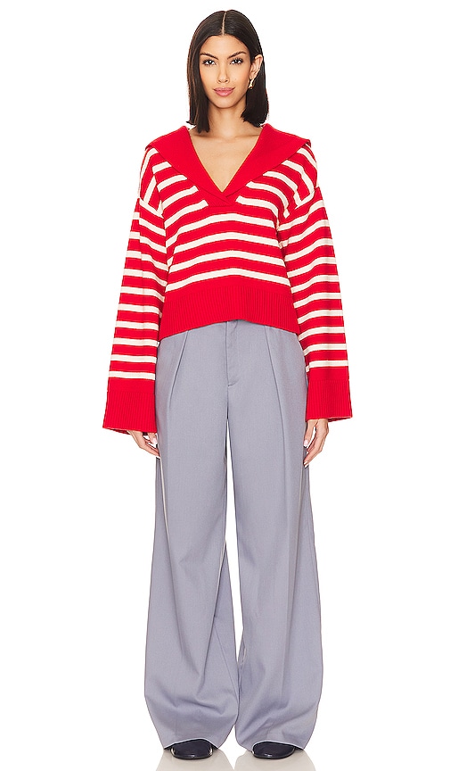 view 4 of 4 x Anja Dujaković Niam Striped Sweater in Ivory & Red