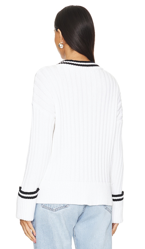 view 3 of 4 Danil V Neck Sweater in White & Black