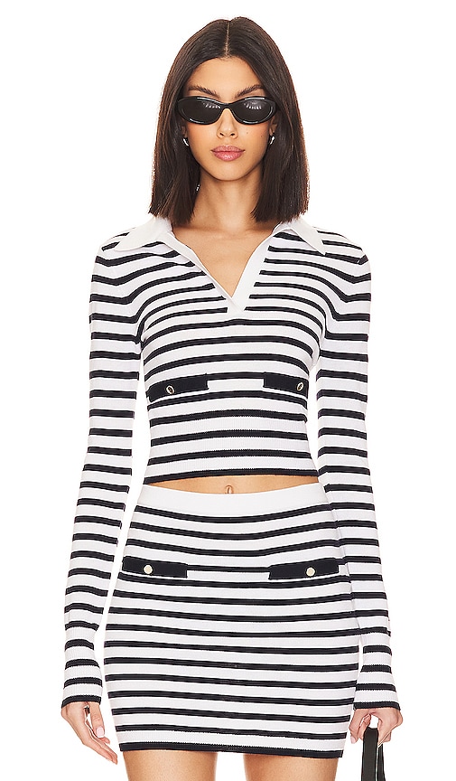 view 1 of 4 Selene Striped Sweater in Black & White