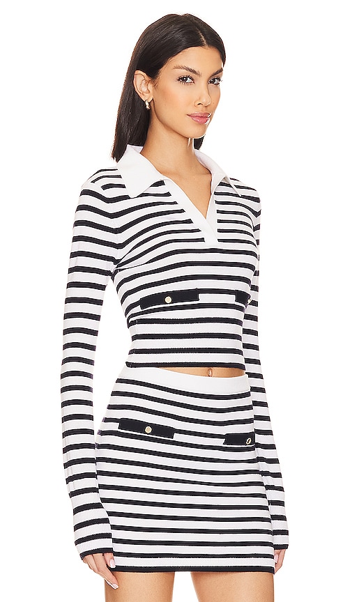 Shop Lovers & Friends Selene Striped Sweater In 黑色、白色