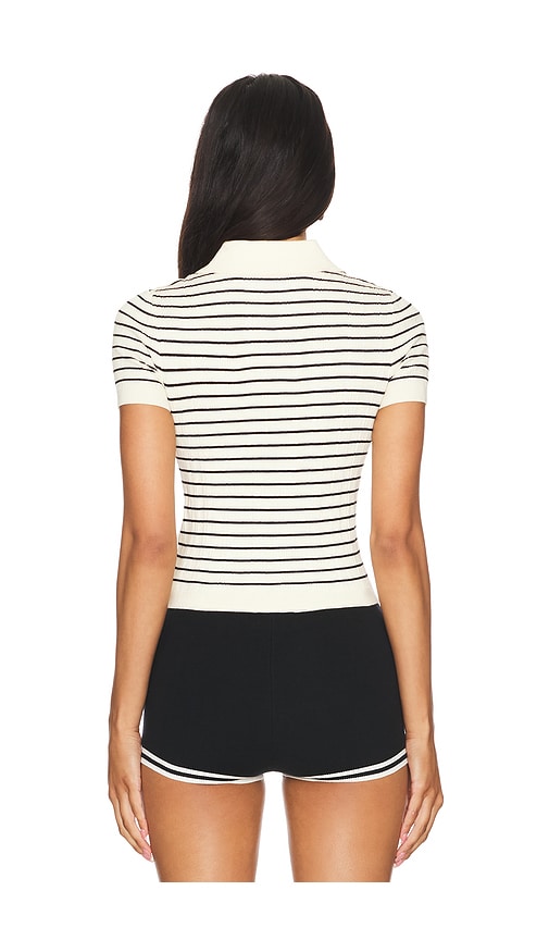 view 3 of 5 Camelia Stripe Short Sleeve Polo in Ivory & Black