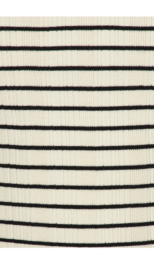 view 5 of 5 Camelia Stripe Short Sleeve Polo in Ivory & Black