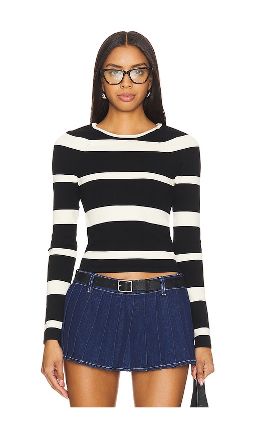 view 1 of 4 Miriam Striped Sweater in Black & Cream