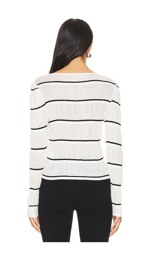 view 3 of 4 Tanya Cardigan in Cream & Black Stripe