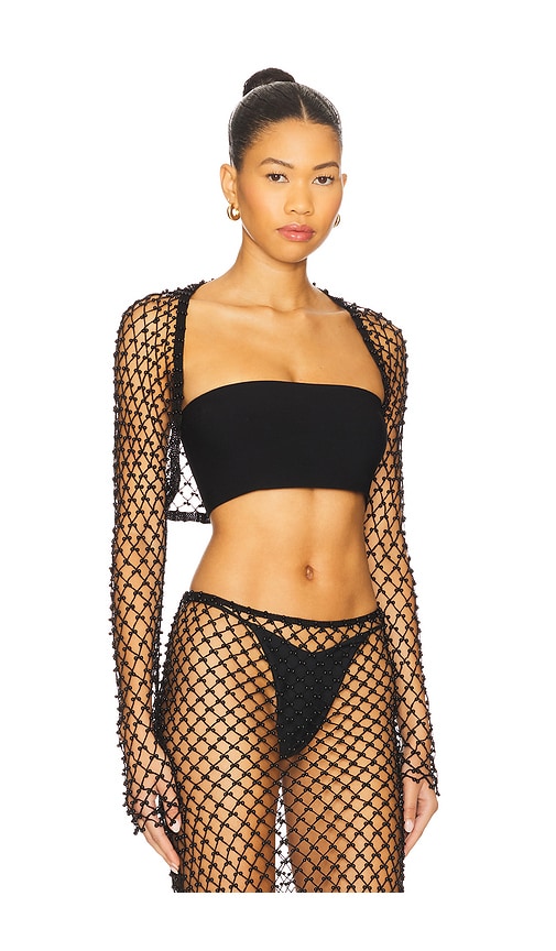 view 2 of 4 Mattilda Beaded Crochet Bolero in Black