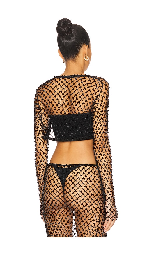 view 3 of 4 Mattilda Beaded Crochet Bolero in Black
