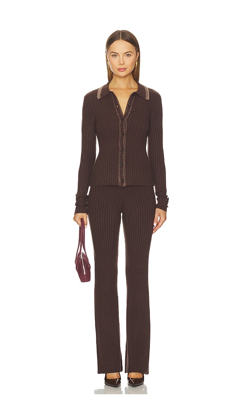 view 4 of 5 Tila Rib Cardigan in Brown & Tan