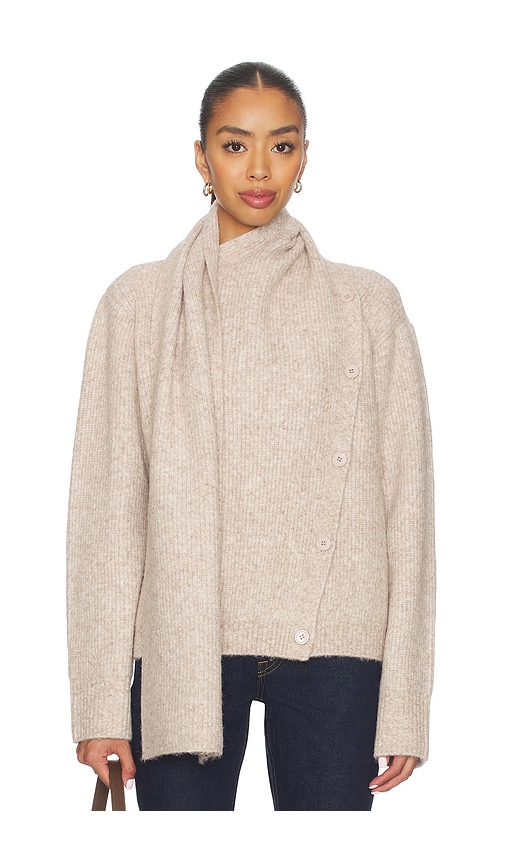 Lovers & Friends Oren Scarf Neck Cardigan In Brown