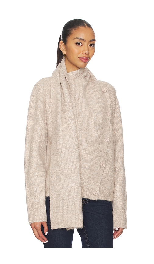 Lovers & Friends Oren Scarf Neck Cardigan In Brown