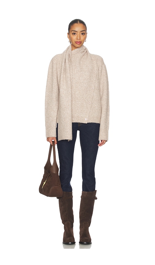 view 4 of 4 Oren Scarf Neck Cardigan in Oatmeal