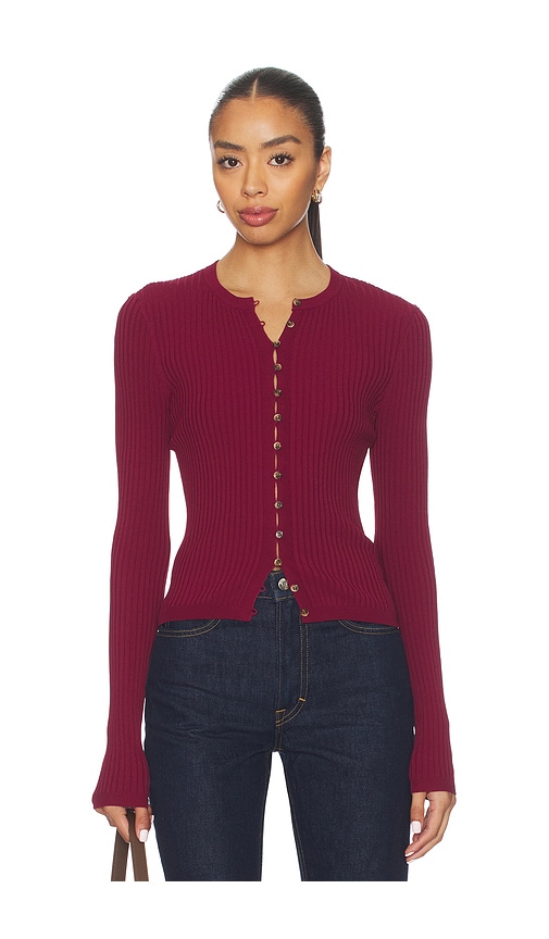 Lovers & Friends Gema Rib Cardigan In Burgundy