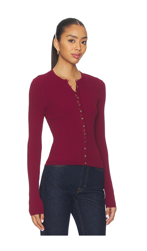 Lovers & Friends Gema Rib Cardigan In Burgundy