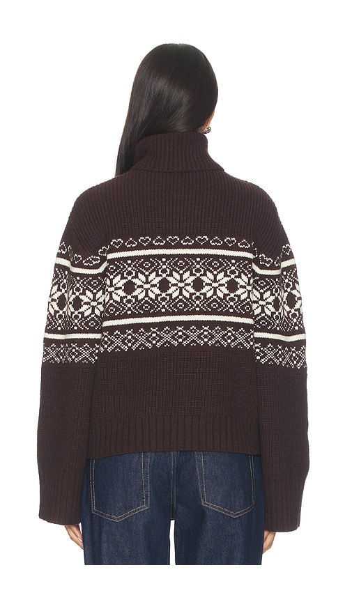 view 3 of 4 Chesca Fair Isle Turtle Neck Sweater in Brown & Ivory