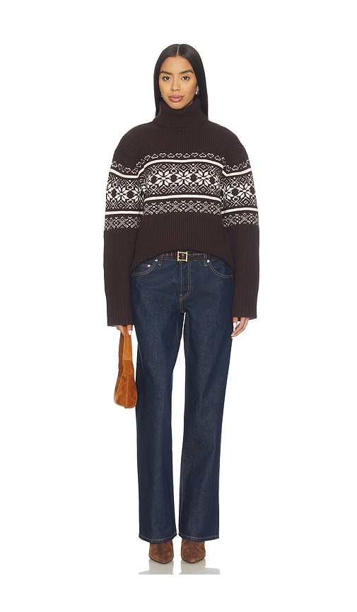view 4 of 4 Chesca Fair Isle Turtle Neck Sweater in Brown & Ivory