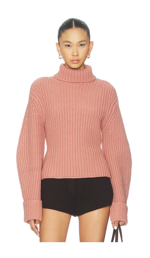 view 1 of 4 Aimee Mock Neck Sweater in Dusty Pink