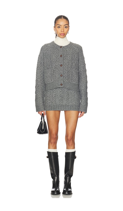 view 4 of 4 Ibona Cable Cardigan in Dark Heather Grey