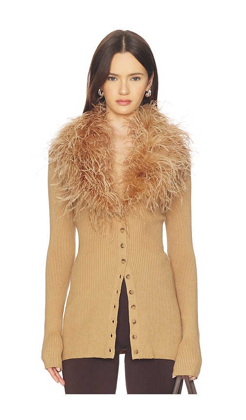 view 1 of 4 Jovana Feather Cardigan in Camel