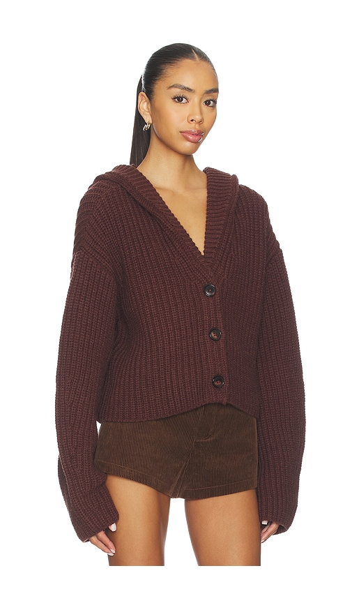 view 2 of 4 Anika Hooded Cardigan in Chocolate Brown