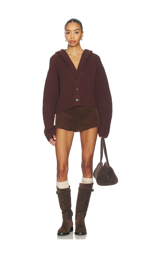 view 4 of 4 Anika Hooded Cardigan in Chocolate Brown