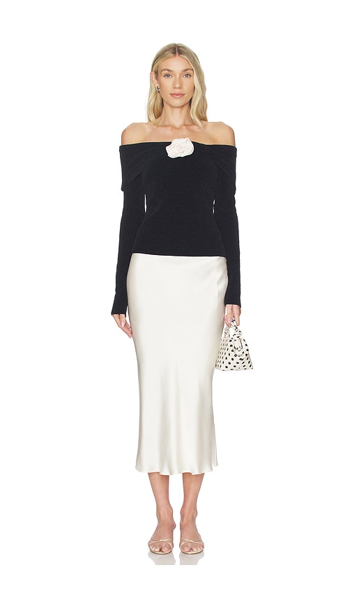 view 4 of 4 Eliana Rosette Off The Shoulder Sweater in Black Multi