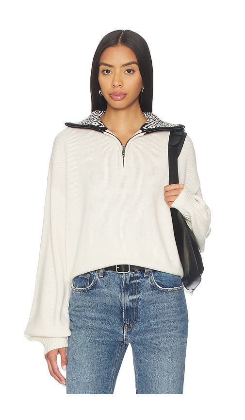 view 2 of 5 Estela Half Zip Mock Neck Sweater in Cream Multi