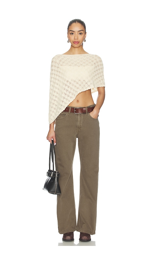 view 5 of 5 Emery Textured Poncho in Ivory