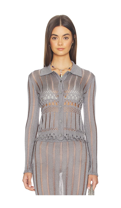 view 2 of 5 Francie Metallic Cardigan in Metallic Silver