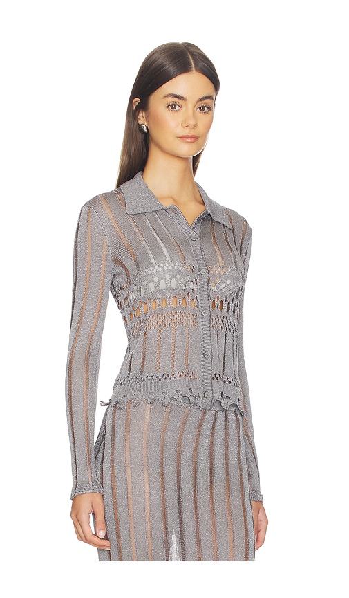 view 3 of 5 Francie Metallic Cardigan in Metallic Silver