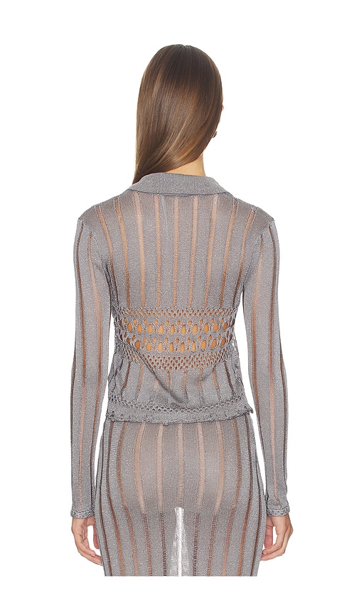 view 4 of 5 Francie Metallic Cardigan in Metallic Silver