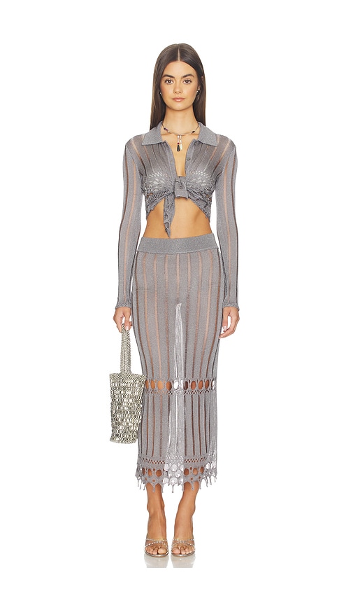 view 5 of 5 Francie Metallic Cardigan in Metallic Silver