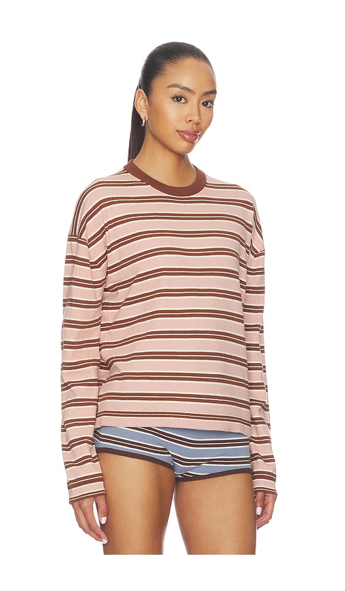 view 2 of 5 Amalia Crew Neck Sweater in Pink & Brown Stripe