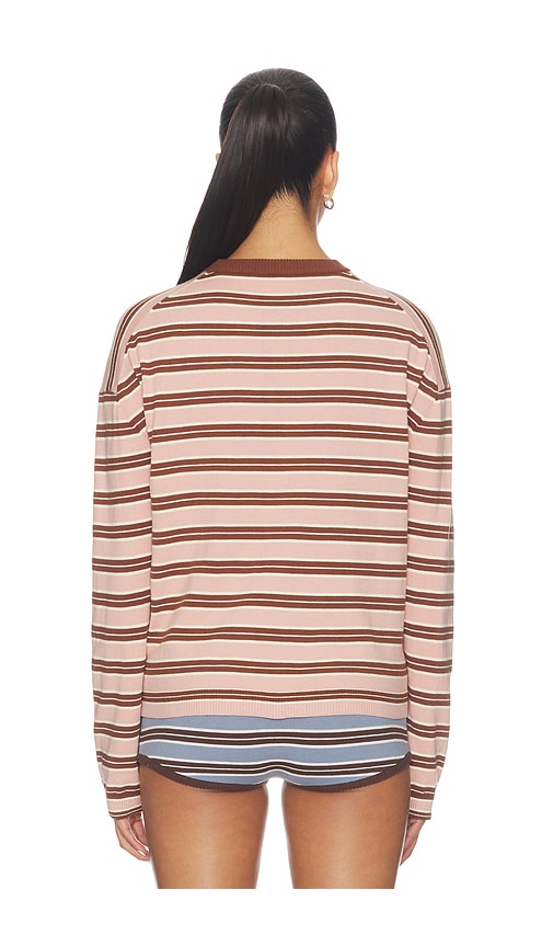 view 3 of 5 Amalia Crew Neck Sweater in Pink & Brown Stripe