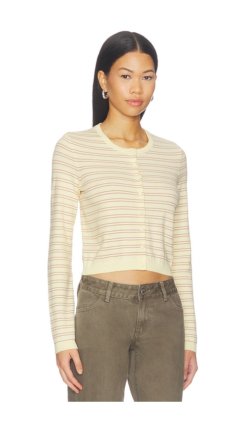 view 2 of 5 Jaylin Stripe Cardigan in Yellow & Brown Stripe