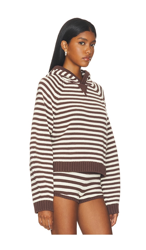 view 2 of 5 Pauley Knit Hoodie in Brown & Ivory Stripe