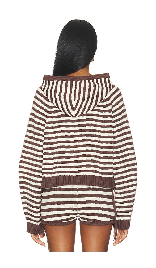 view 3 of 5 Pauley Knit Hoodie in Brown & Ivory Stripe