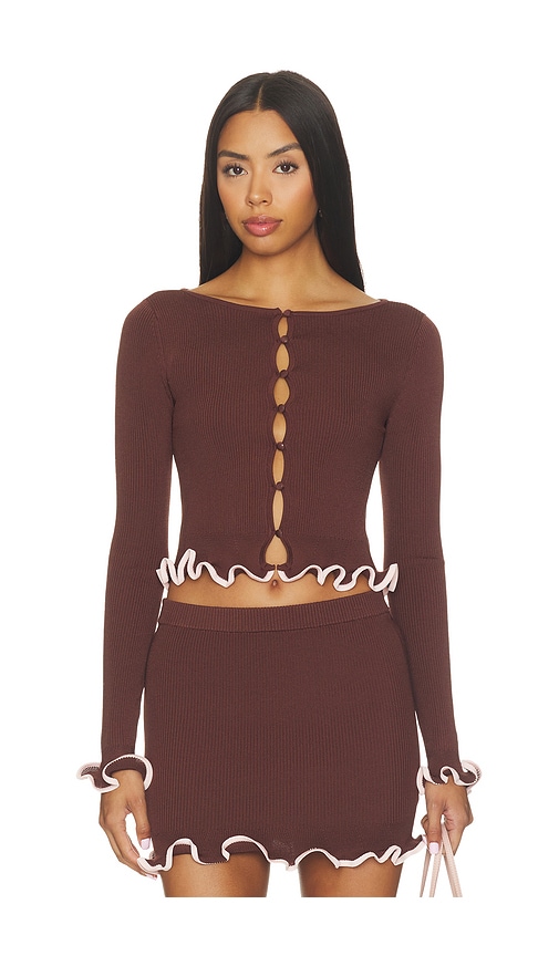 view 1 of 4 Bella Cardigan in Brown & Pink