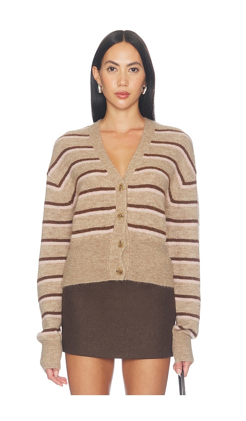 Haidee Striped Cardigan by Lovers and Friends in Camel Stripe