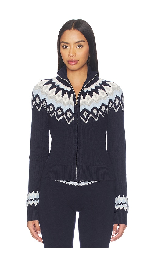 Zanna Zip Up Fair Isle Cardigan by Lovers and Friends in Navy Multi